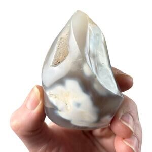 Natural Orca Agate Druzy Crystal Flame Torch Carving Agate Stone Mineral